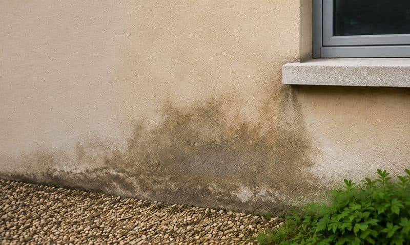 Humidité visible sur une façade