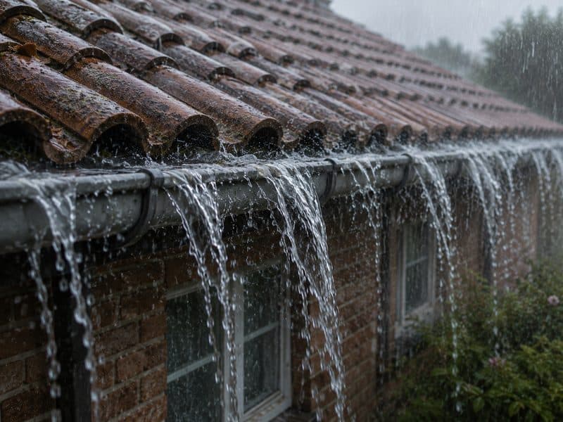 Mauvais écoulement des eaux sur toiture