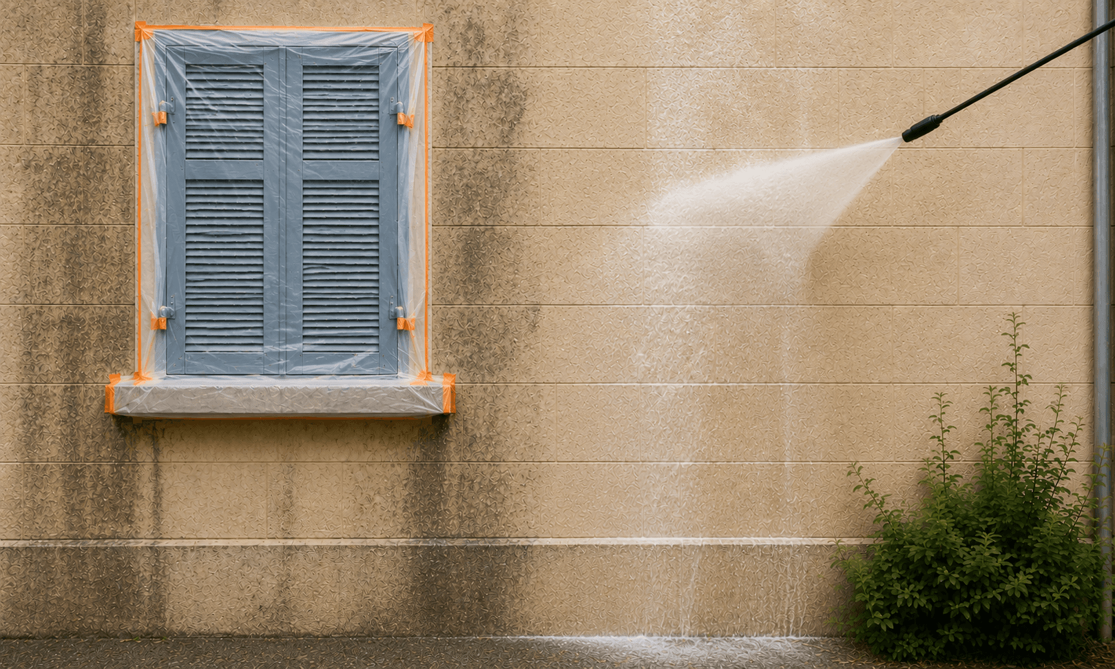 Nettoyage du support de la façade avant hydrofugation