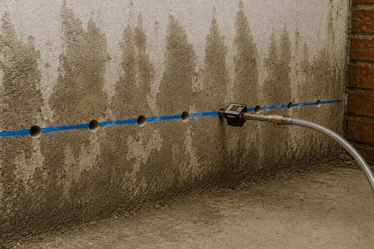 Injection de résine hydrophobe dans le mur