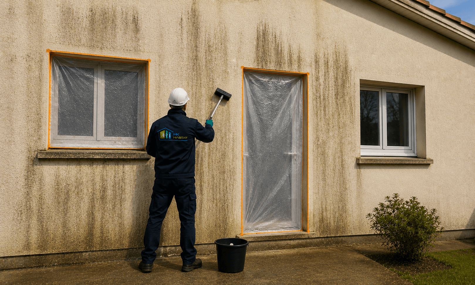 Retrait des dépôts sur une façade