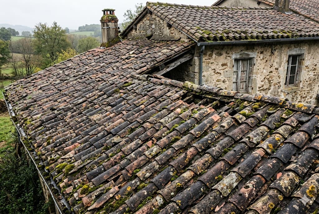 Rénovation et hydrofuge d’une toiture vieillissante — avant