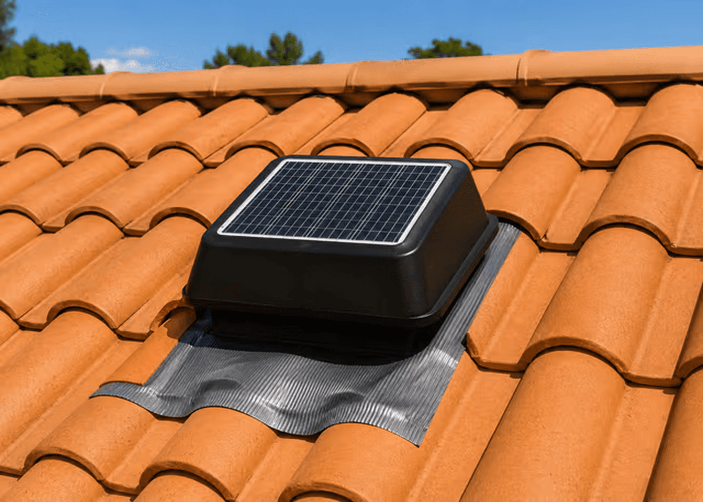 Schéma du fonctionnement d’un extracteur d’air solaire posé en toiture évacuant l’air des combles